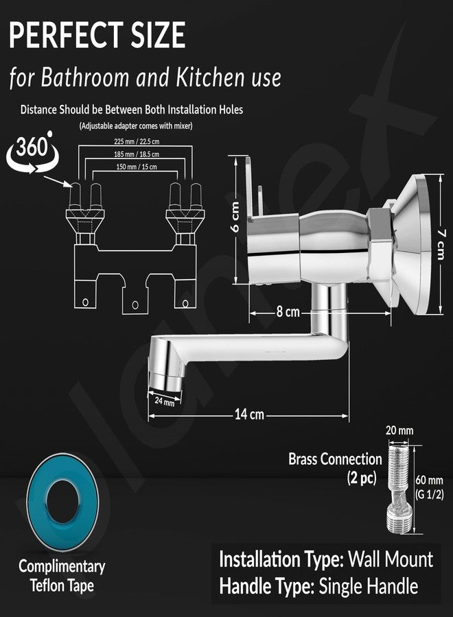 Plantex Non-Telephonic Wall Mixer Tap for Bathroom with Brass Wall Flange and Teflon Tape/Mixer Tap for Bathroom with Water Saving Aerator-(FLO-816, Chrome) - Image 4